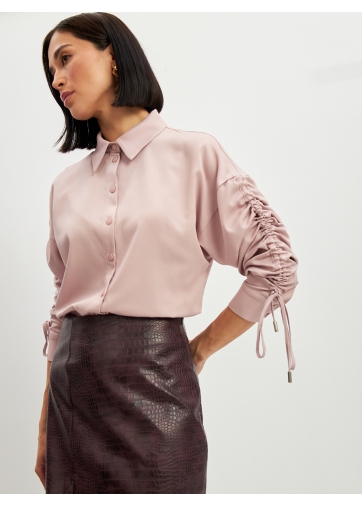 Блузка тонкая джинса OD-858-1 пудра