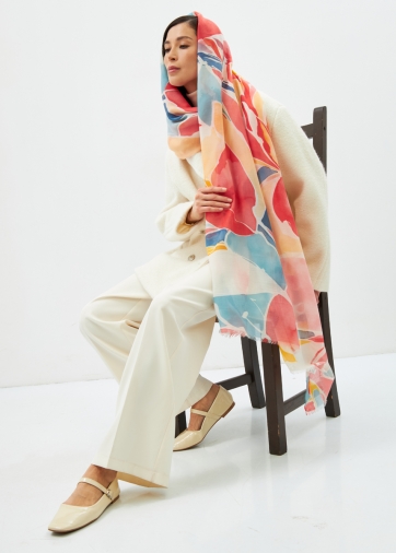 Палантин женский двусторонний с принтом арт-деко D2H-1351-1