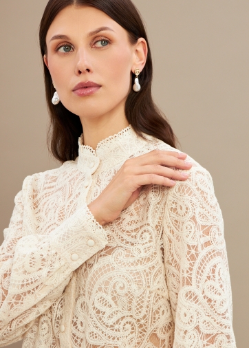 Блузка из кружевной ткани OD-977-1 молочный