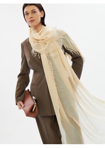 Палантин женский бежевый двусторонний из жатого шифона DRK-16-3