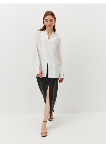 Блузка из шифона с разрезами OD-806-1 молочный