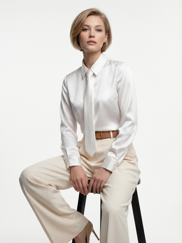 Блузка с галстуком  OD-881-4 белый