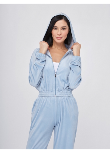 Костюм из велюра с капюшоном  MAR-OD-842-3 голубой