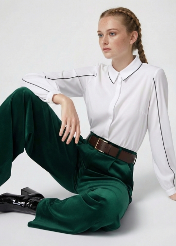 Блузка с контрасной строчкой OD-871-1 белый