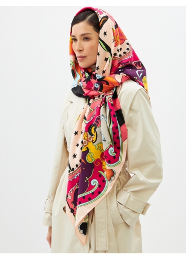 Платок женский двусторонний с принтом Арт-Деко LO-1255-2