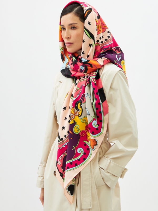 Платок женский двусторонний с принтом Арт-Деко LO-1255-2