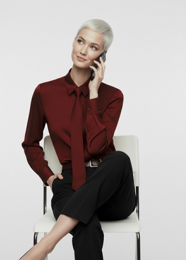 Блузка с галстуком  OD-881-6 бордовый