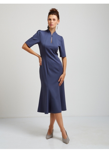 Платье воротник-капля OD-761-4 синий джинс