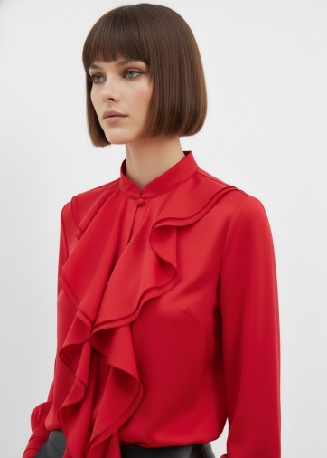 Блузка с отлетными рюшами OD-914-4 красный