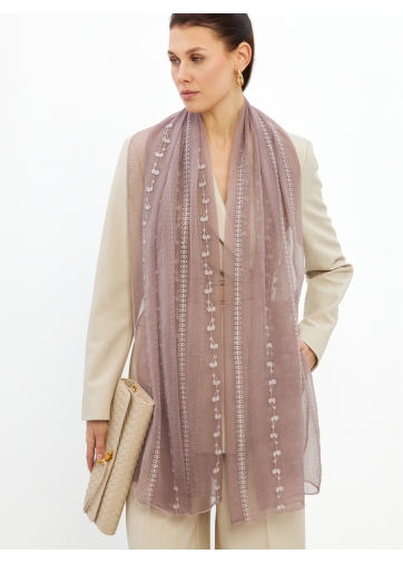 Палантин двусторонний с вышивкой арт-деко DRK-145-101