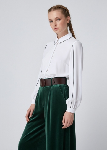 Блузка с контрасной строчкой OD-871-1 белый