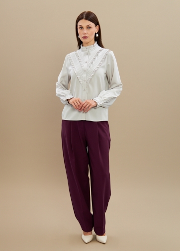 Блузка с рюшами OD-884-6 серо-коричневый