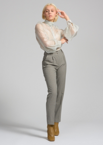 Брюки OD-470-1 в клетку с поясом