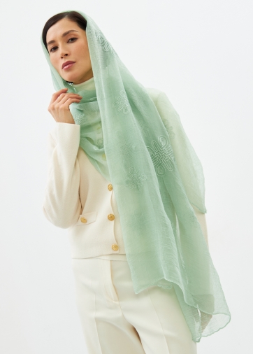 Палантин женский двусторонний с вышивкой Арт-деко