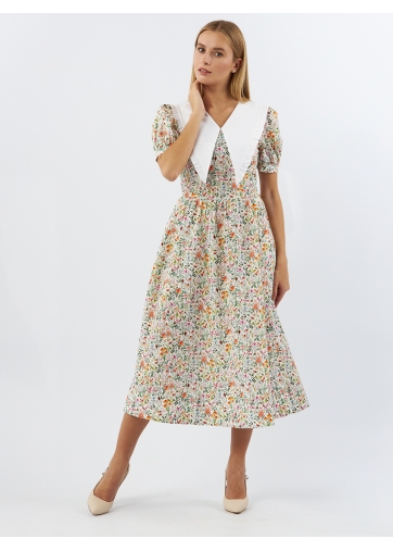 Платьеиз хлопка с большим контрастным воротником OD-935-2