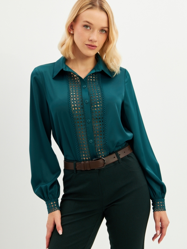 Блузка с кружевом OD-808-3 зеленый