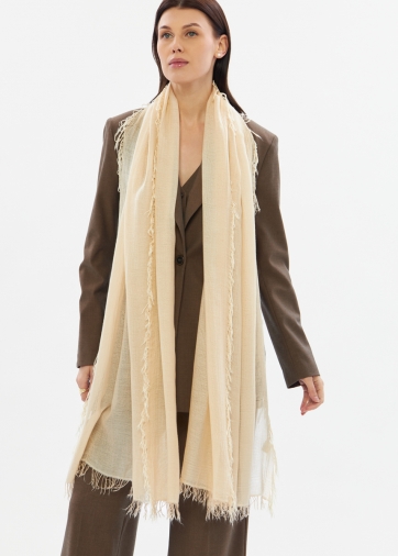 Палантин женский бежевый двусторонний из жатого шифона DRK-16-3