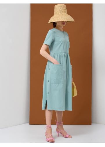 Платье хлопок OD-795-1 с планкой св.зеленое