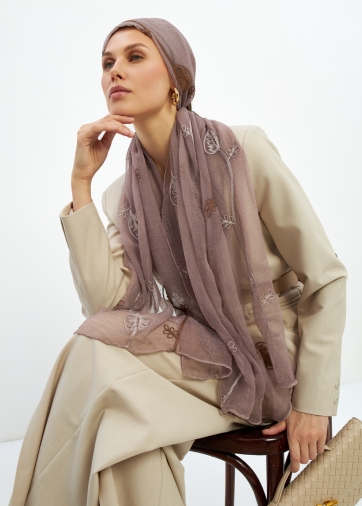 Палантин женский двусторонний с вышивкой Арт-деко DRK-1453-23