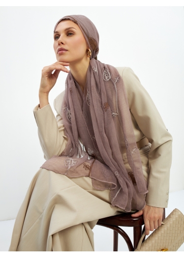Палантин женский двусторонний с вышивкой Арт-деко DRK-1453-23