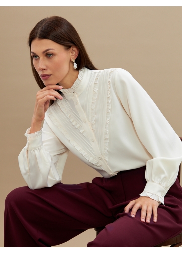 Блузка с рюшами OD-884-5 сливочный