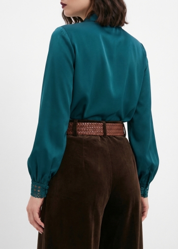 Блузка с кружевом OD-808-3 зеленый