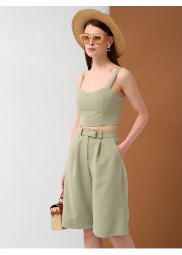 Топ укороченный из костюмной ткани