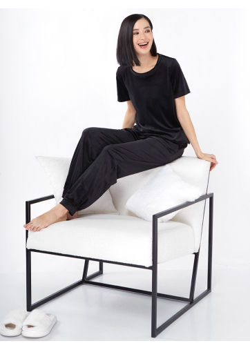 Костюм из велюра c коротким рукавом OD-889-1 черный