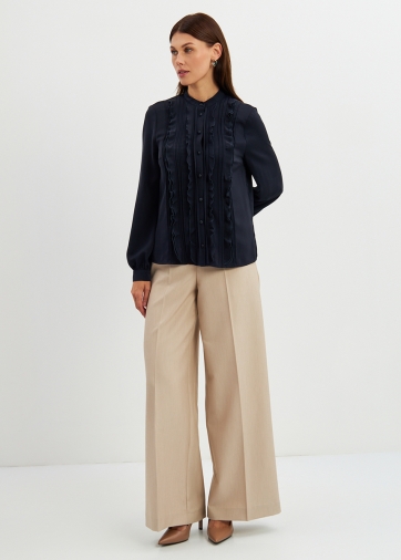 Блузка с рюшами OD-976-2 т.синий