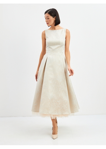 Платье из жаккарда + юбка из фатина OD-939-3 серо-голубой