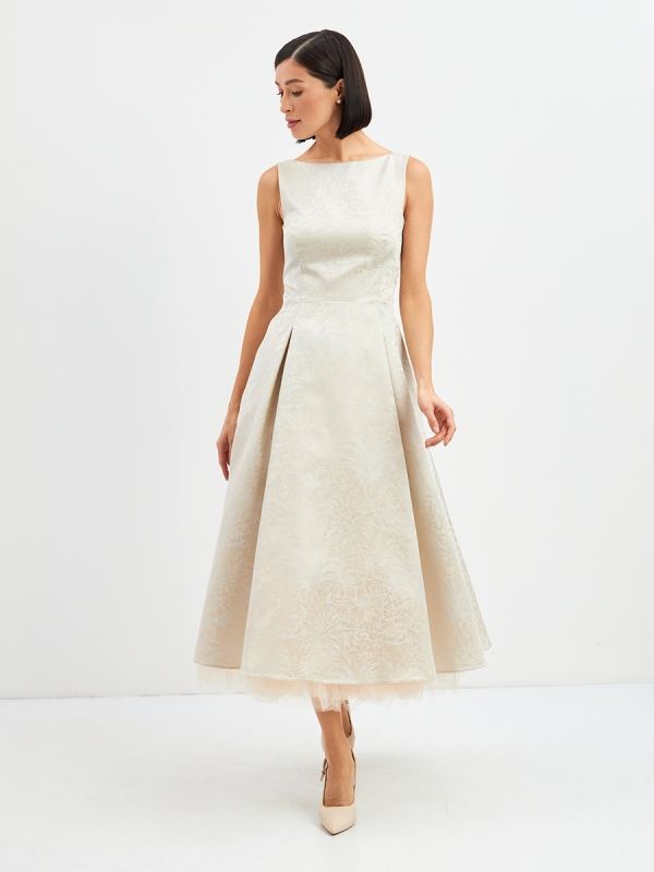 Платье из жаккарда + юбка из фатина OD-939-3 серо-голубой