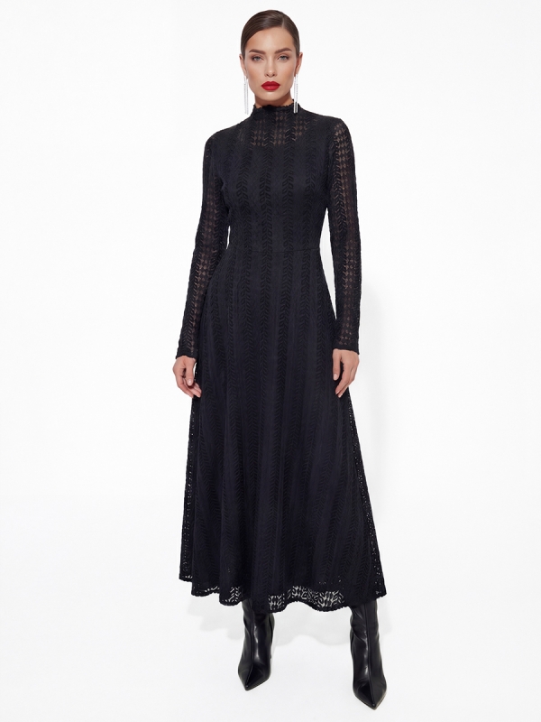 Платье теплое кружевное OD-846-5 черный