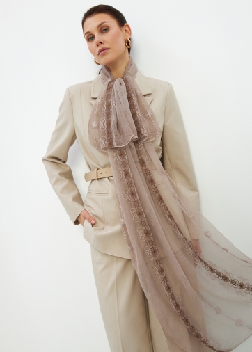 Палантин женский двусторонний с вышивкой Арт-деко DRK-1452-69