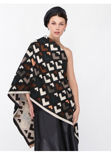 Палантин женский двусторонний с геометрическим принтом