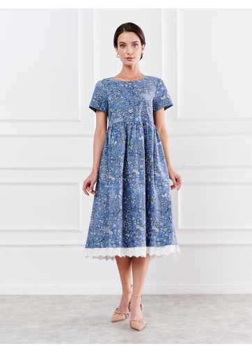 Платье из хлопка без воротника OD-727-11 джинс