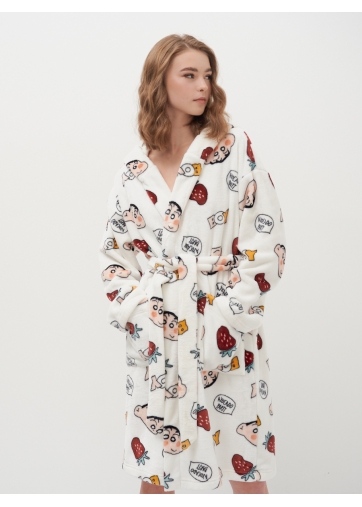 Халат из плюша с оригинальным принтом