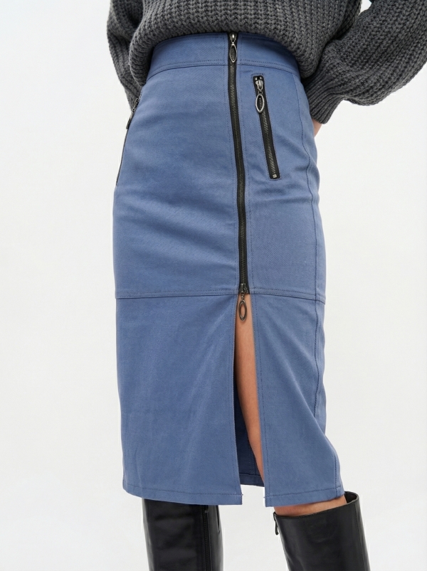 Юбка джинсовая с короткой молнией OD-866-1 синий