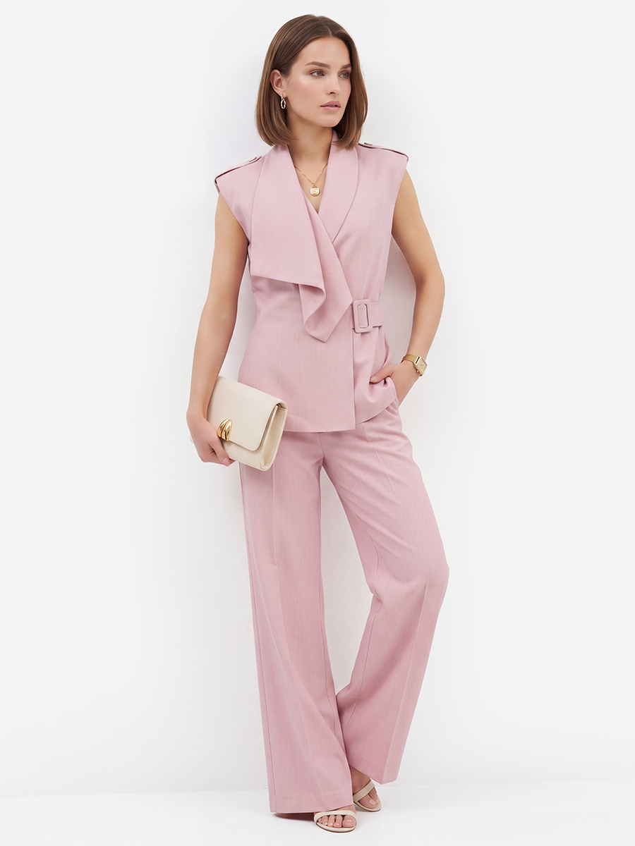 Жилет на запах из костюмной ткани, розовый