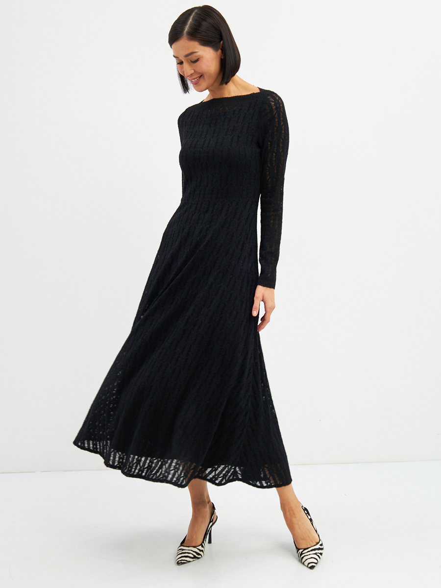 Платье из трикотажного кружева OD-904-2 черное