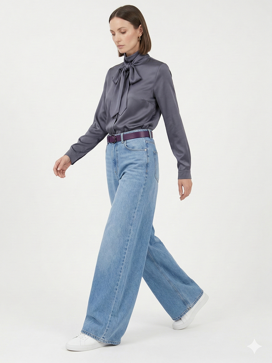 Блузка с галстуком графит