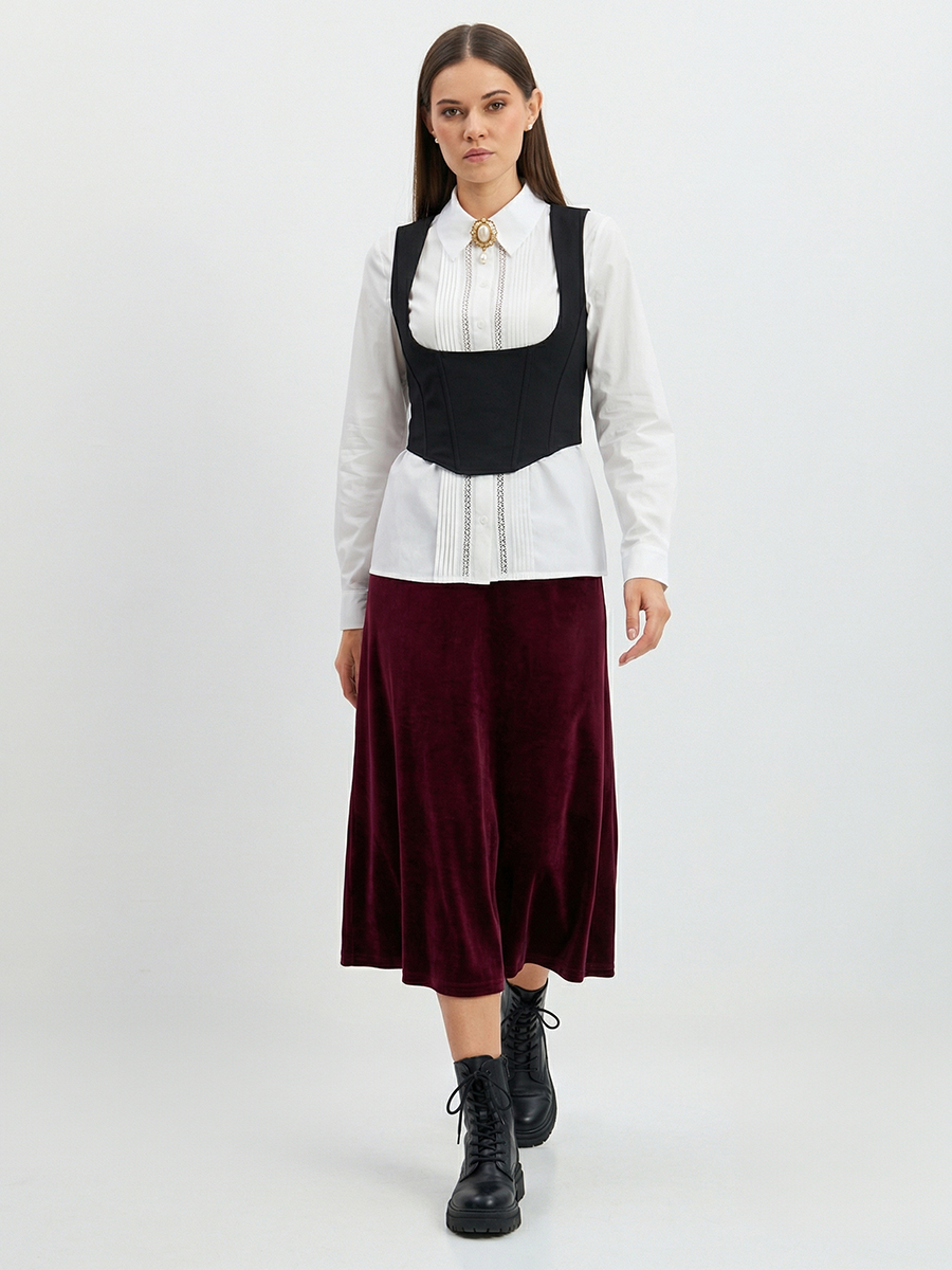 Блузка из хлопка со складками и кружевом OD-972-1 белый