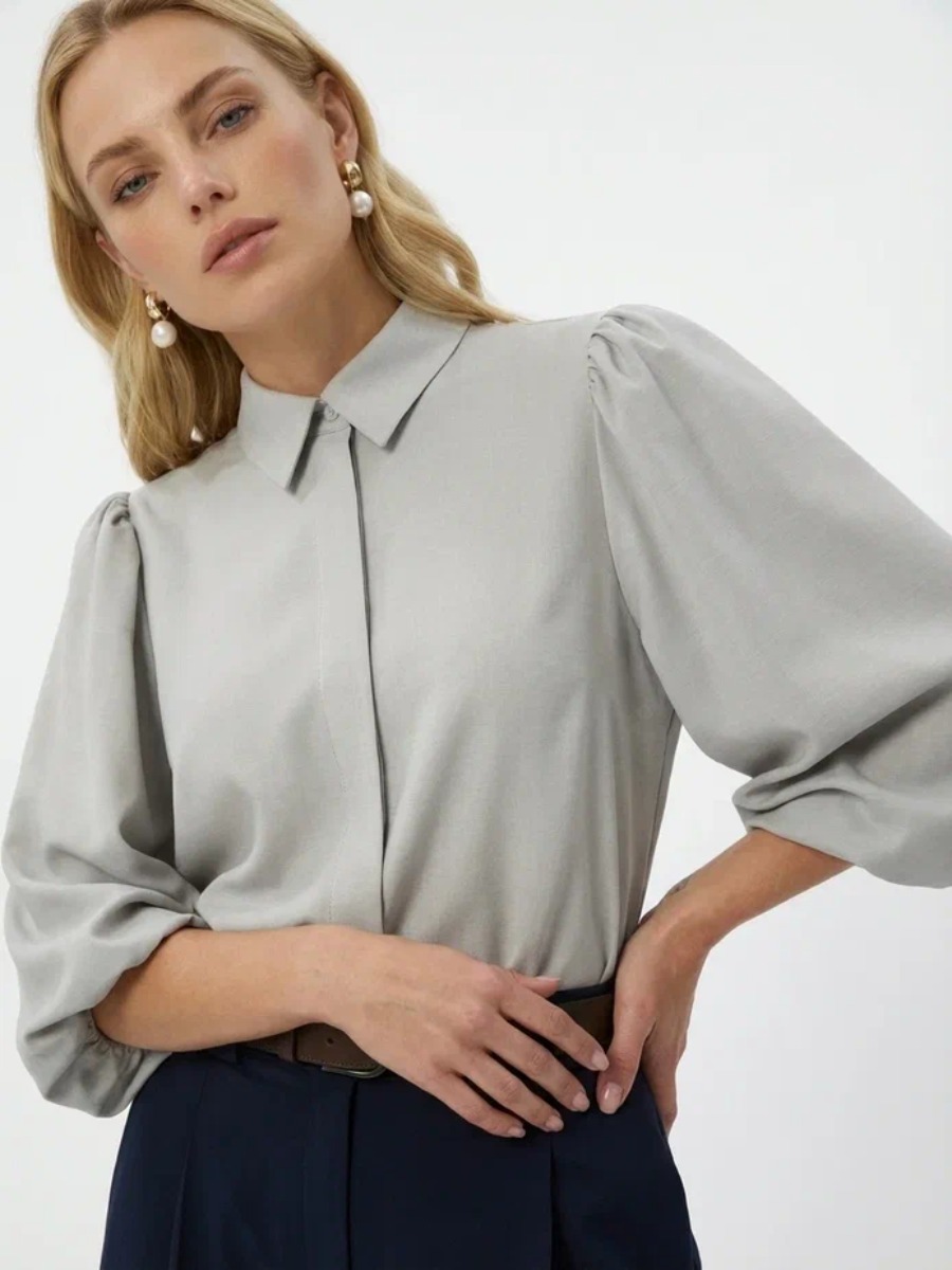 Блузка из костюмной ткани OD-1035-1 св. серый