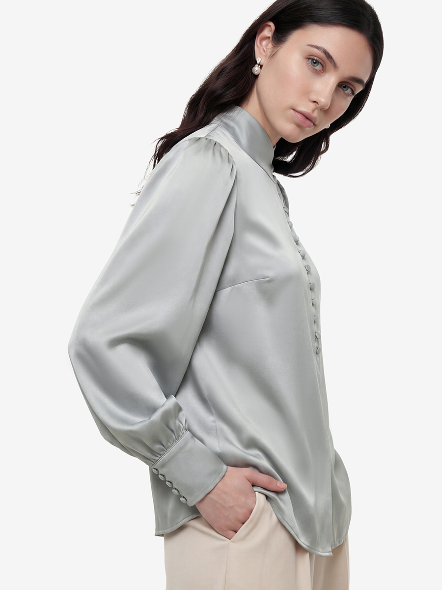 Блуза-косоворотка много пуговиц OD-550-18 полынь