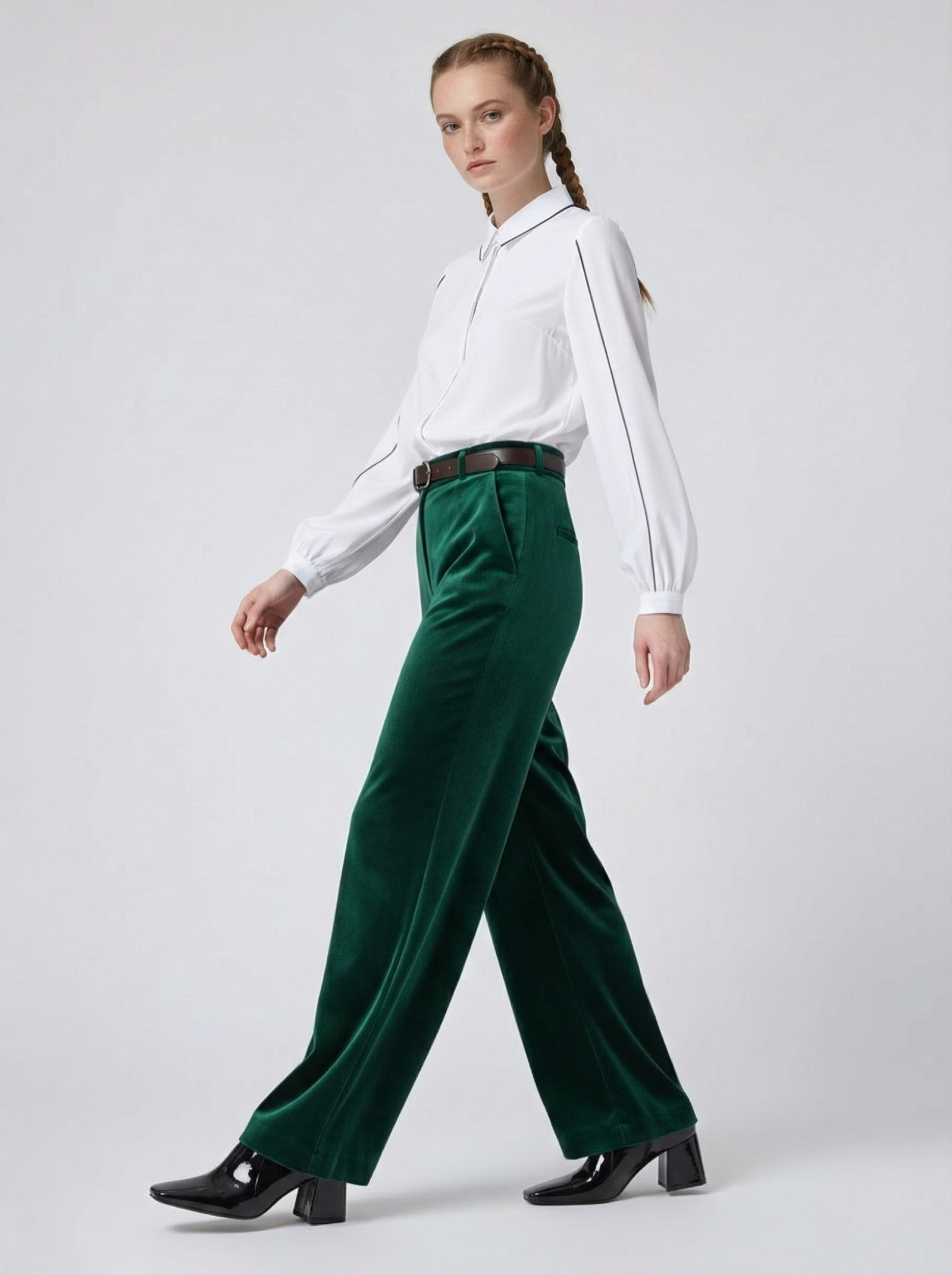 Блузка с контрасной строчкой OD-871-1 белый