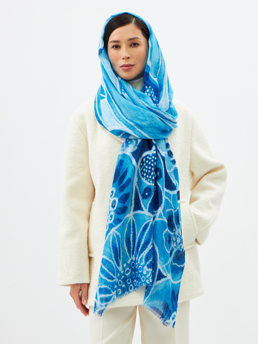 Палантин женский двусторонний с рисунком арт-деко D2H-135-4