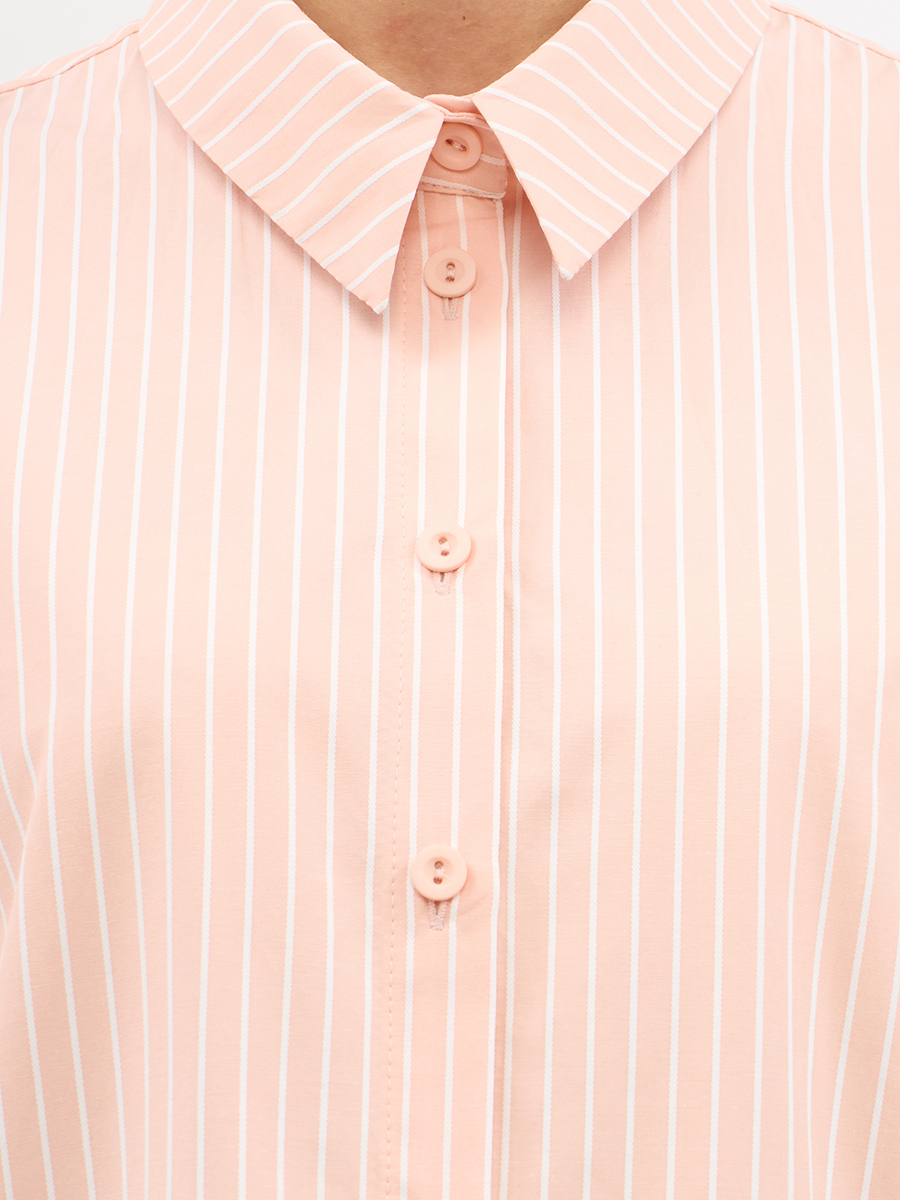 Рубашка в полоску с галстуком, персик