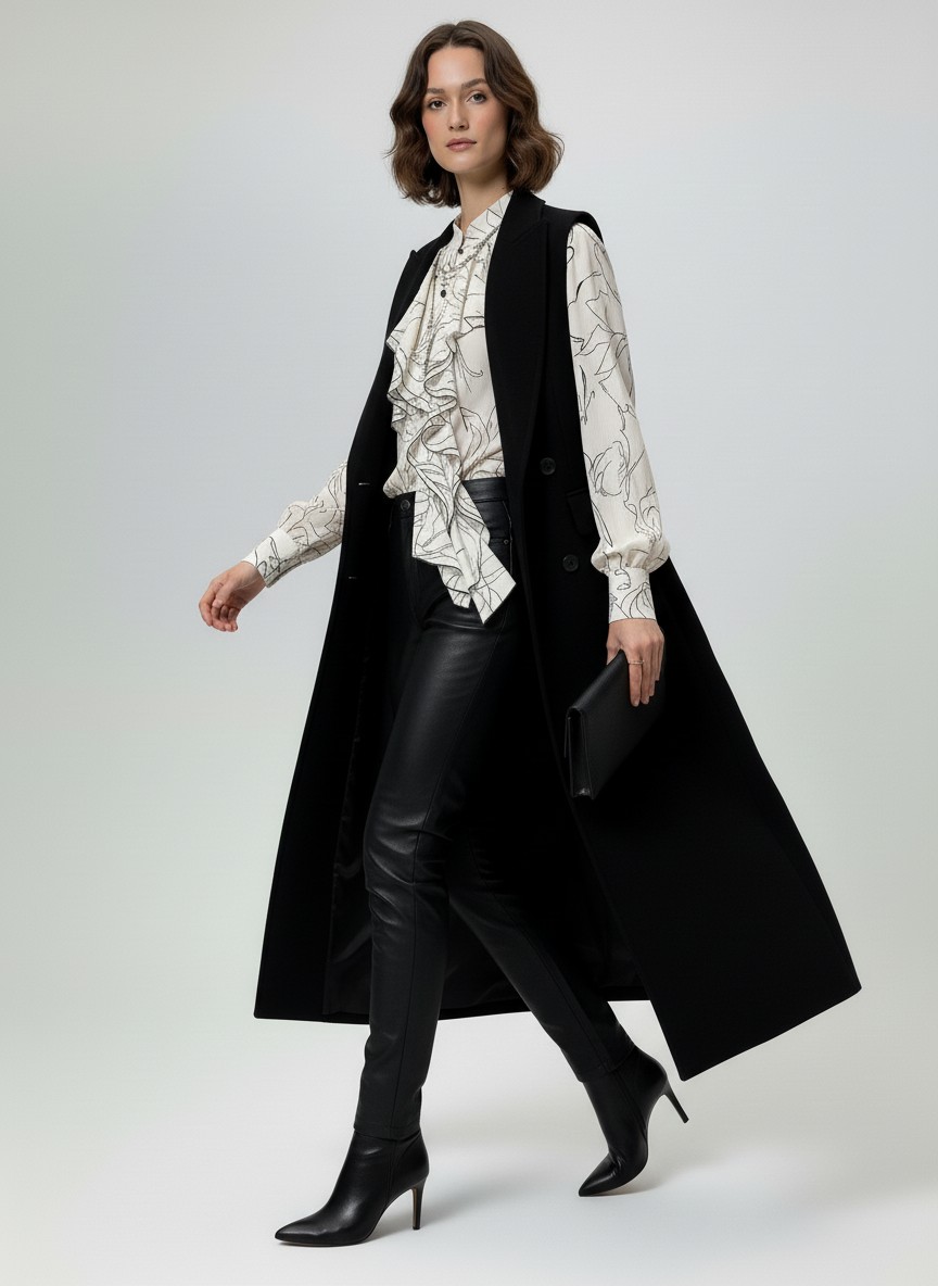 Блузка с отлетными рюшами OD-914-6 молочный с черным