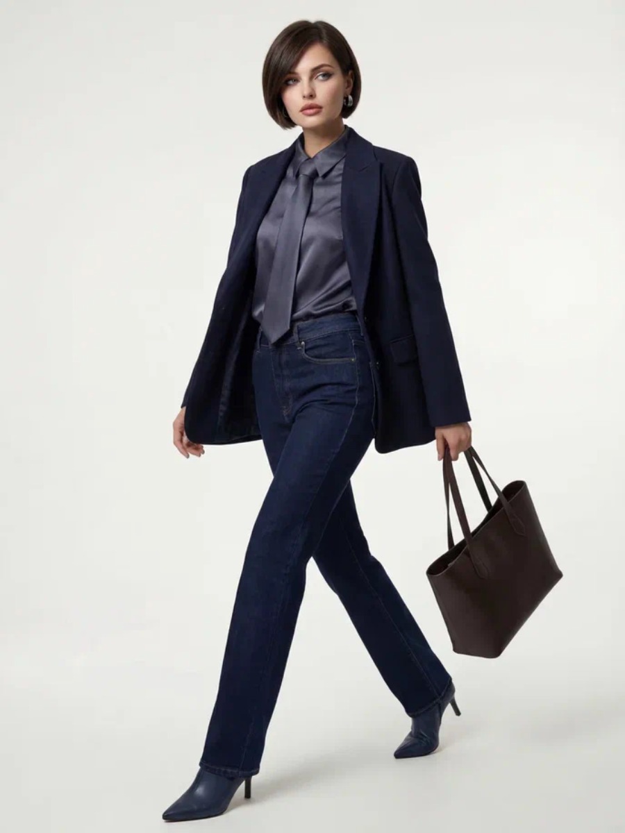 Блузка с галстуком графит