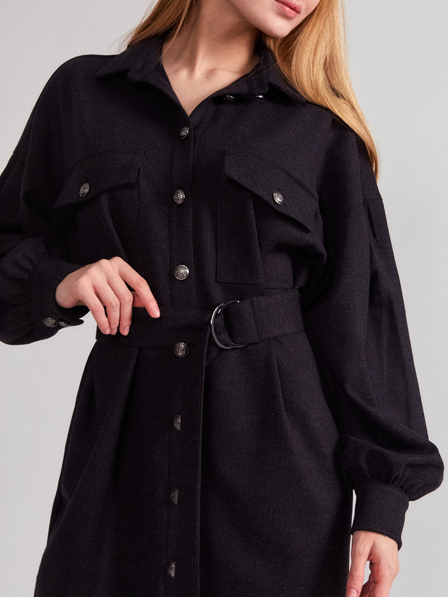 Платье-рубашка OD-614-2 вельвет темно-серый