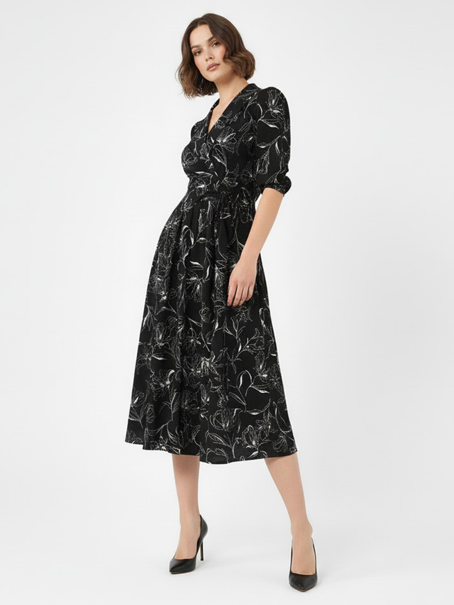 Платье с шалевым воротником OD-811-1 черный